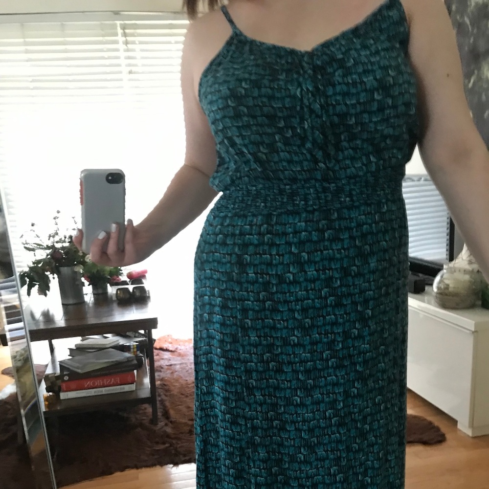 Patterned Teal Maxi Dress